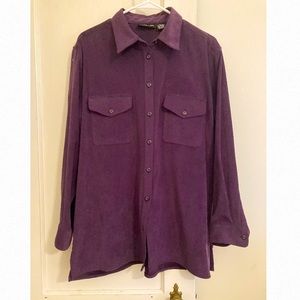 Style & co Super soft velour button down shirt